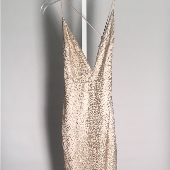 Meshki Gold Champagne Glitter Maxi Dress - Picture 3 of 8